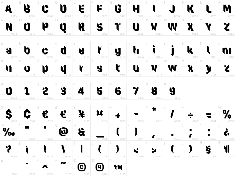 Rocket Character Map