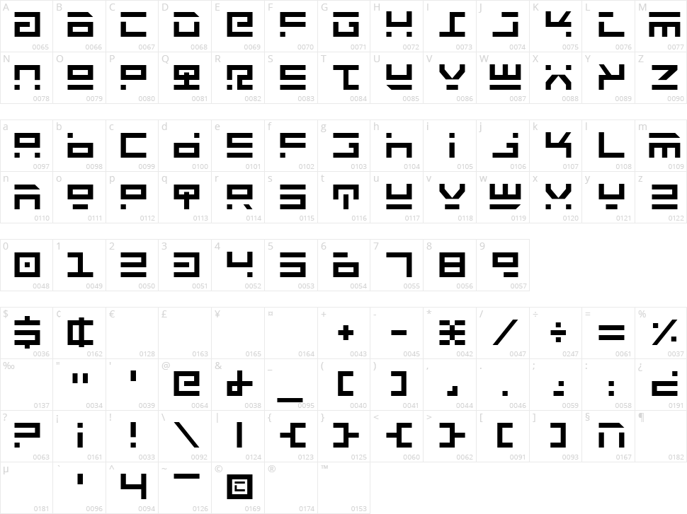 Rocket Type Character Map