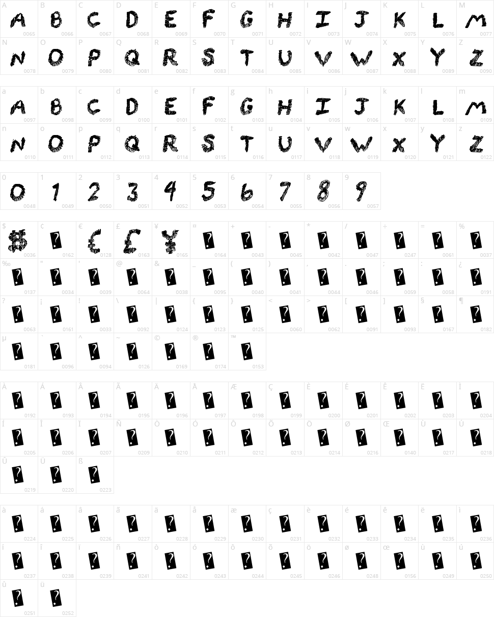 Rocking Lines Character Map