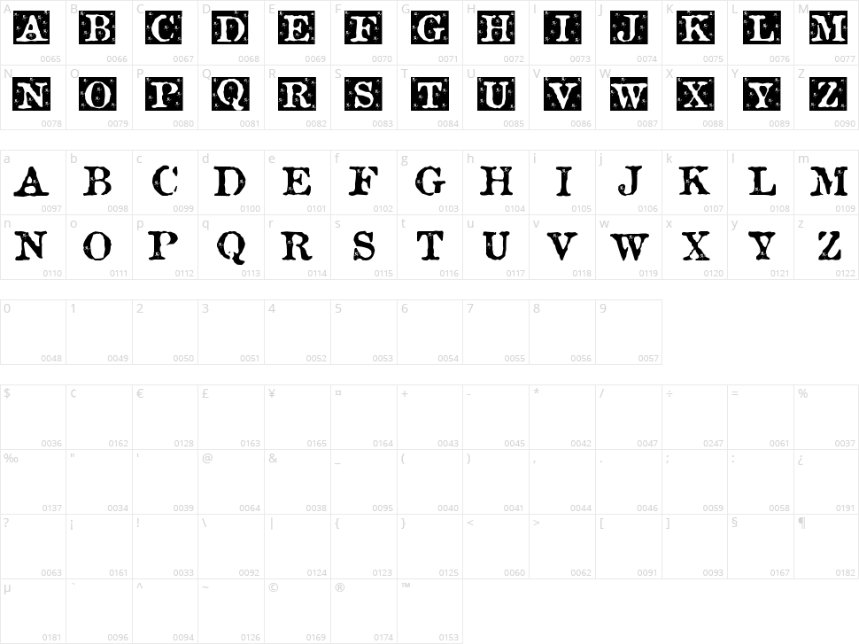 Rosebud Sweet Character Map