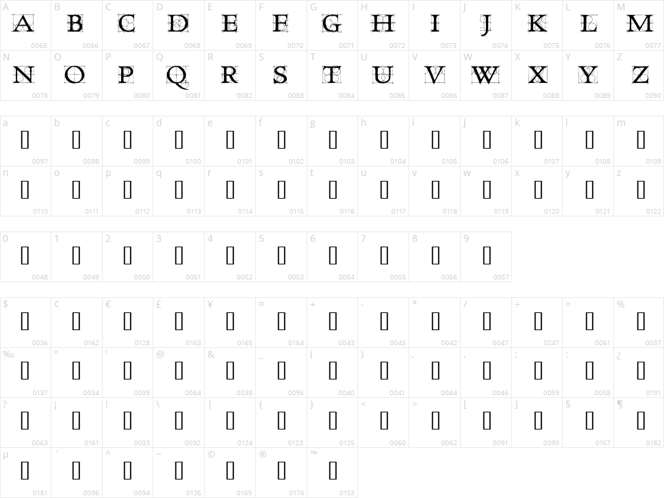 Roughwork Character Map