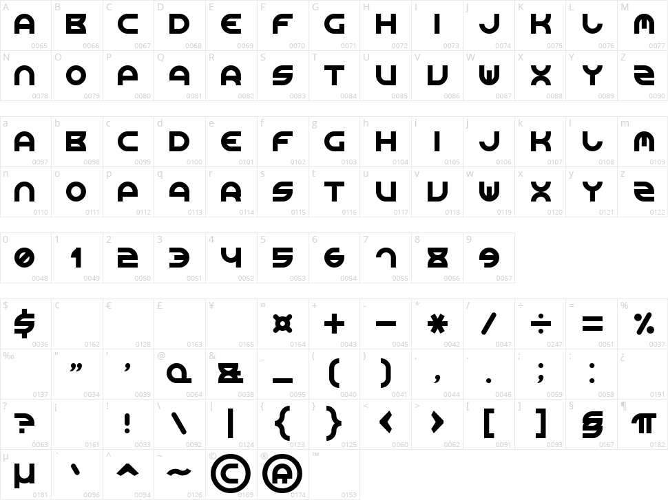 Rounded Line 7 Character Map