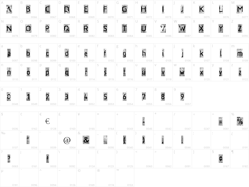 RR Ruitjes Character Map