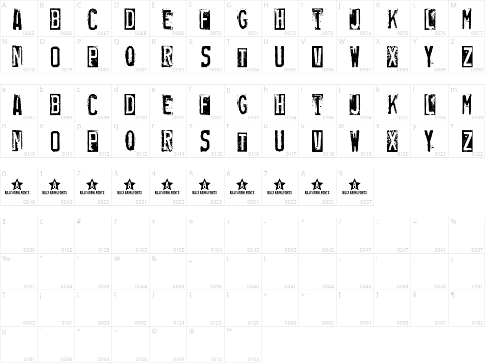 Rubber Stamp Character Map