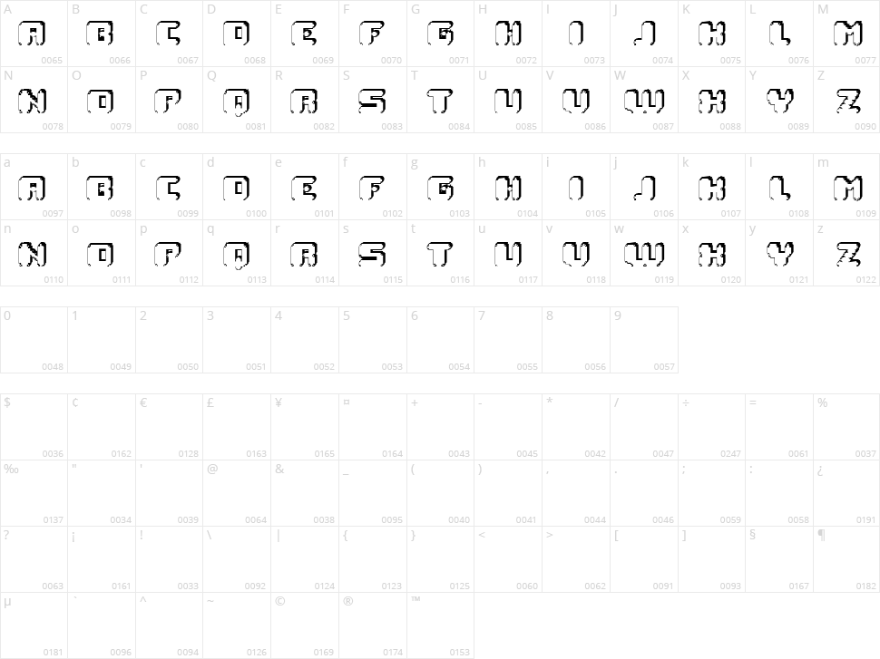 Rubtsovsk Character Map
