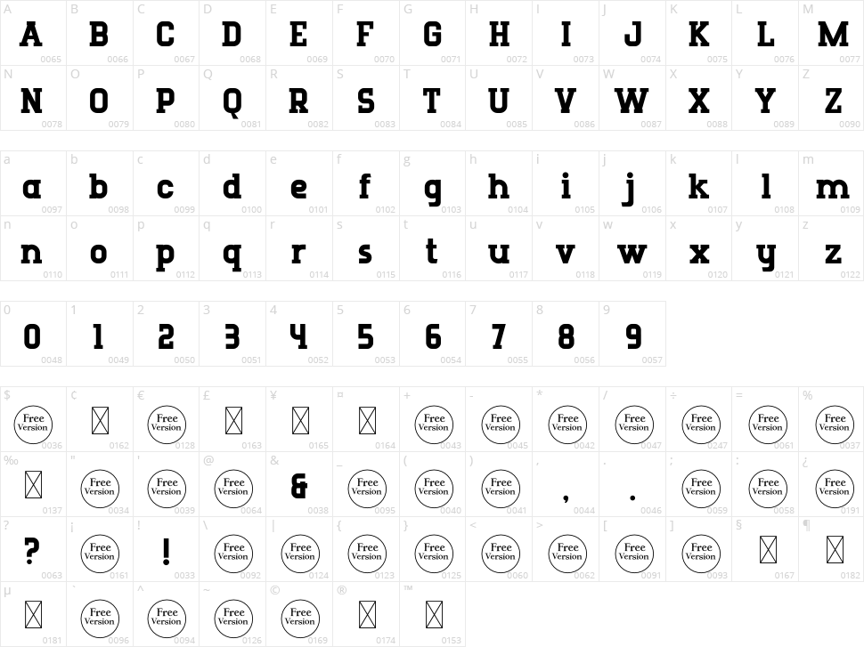 Runboy Character Map