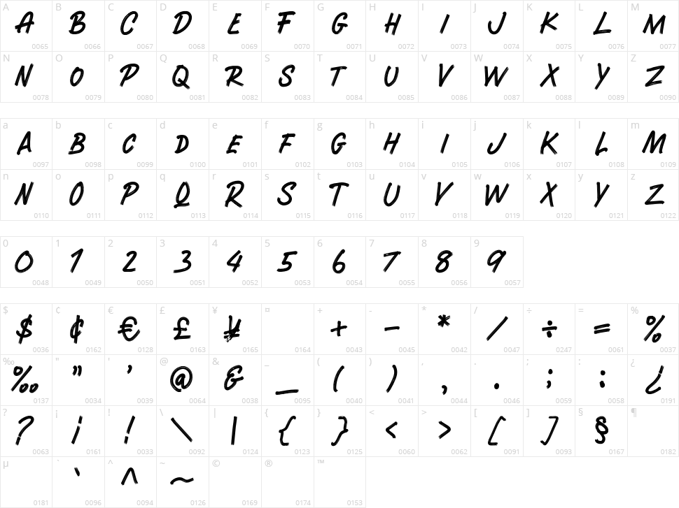 Runway Brush Character Map