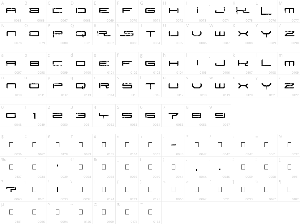 Rysky Lines Character Map