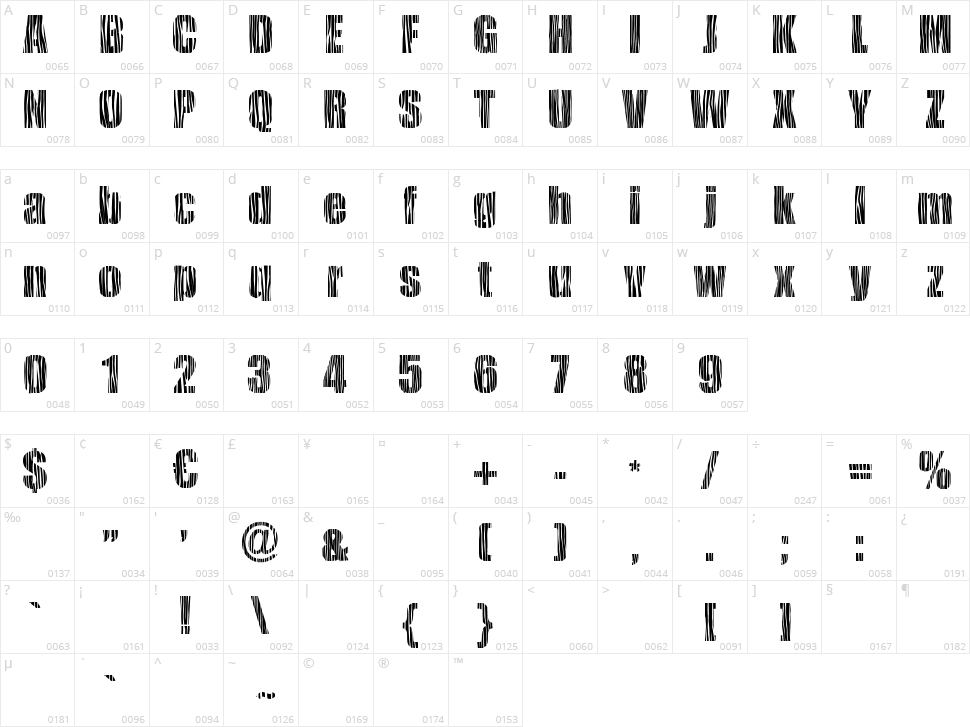 Safari Zebra Character Map