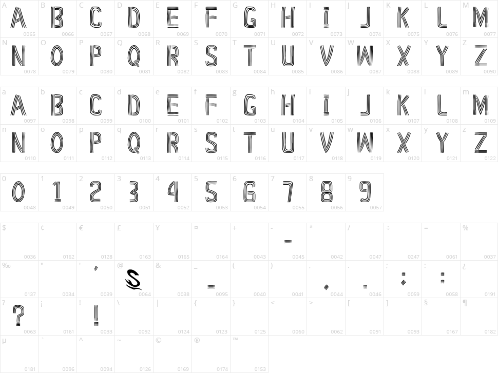 Sanbon Line Character Map