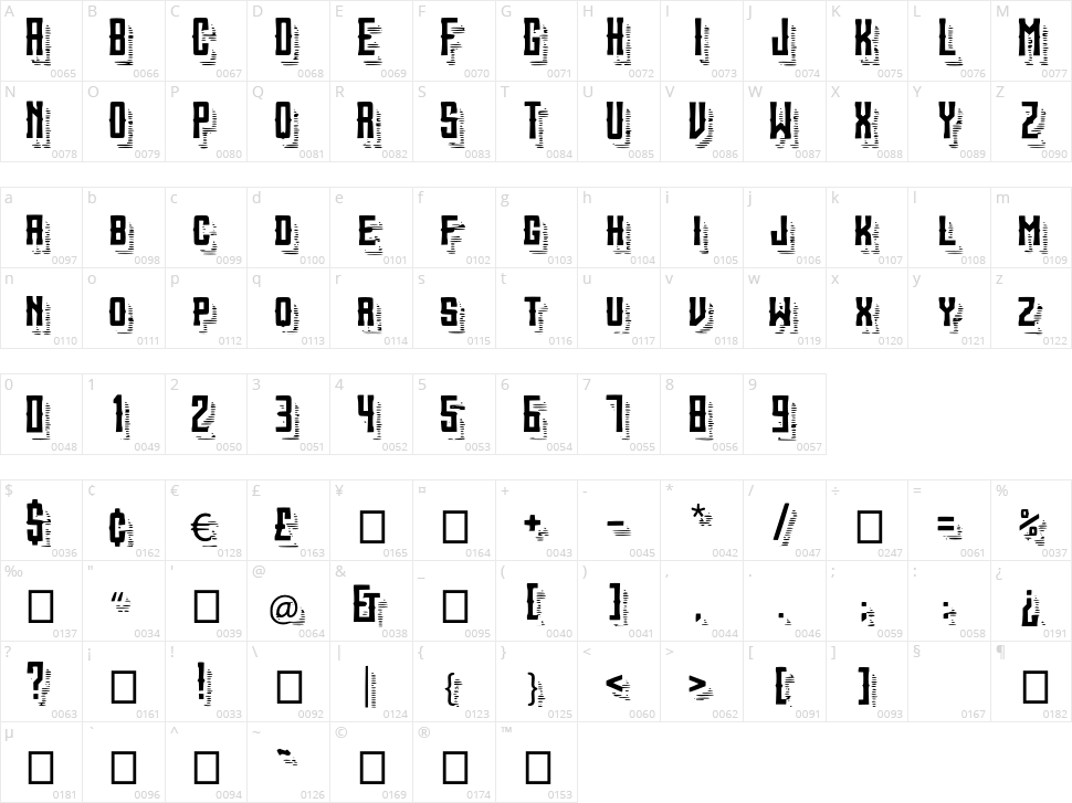 Sanctum ShadeLines Character Map