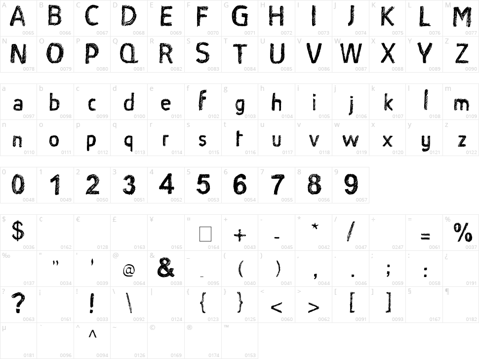 Satin Stitch Character Map