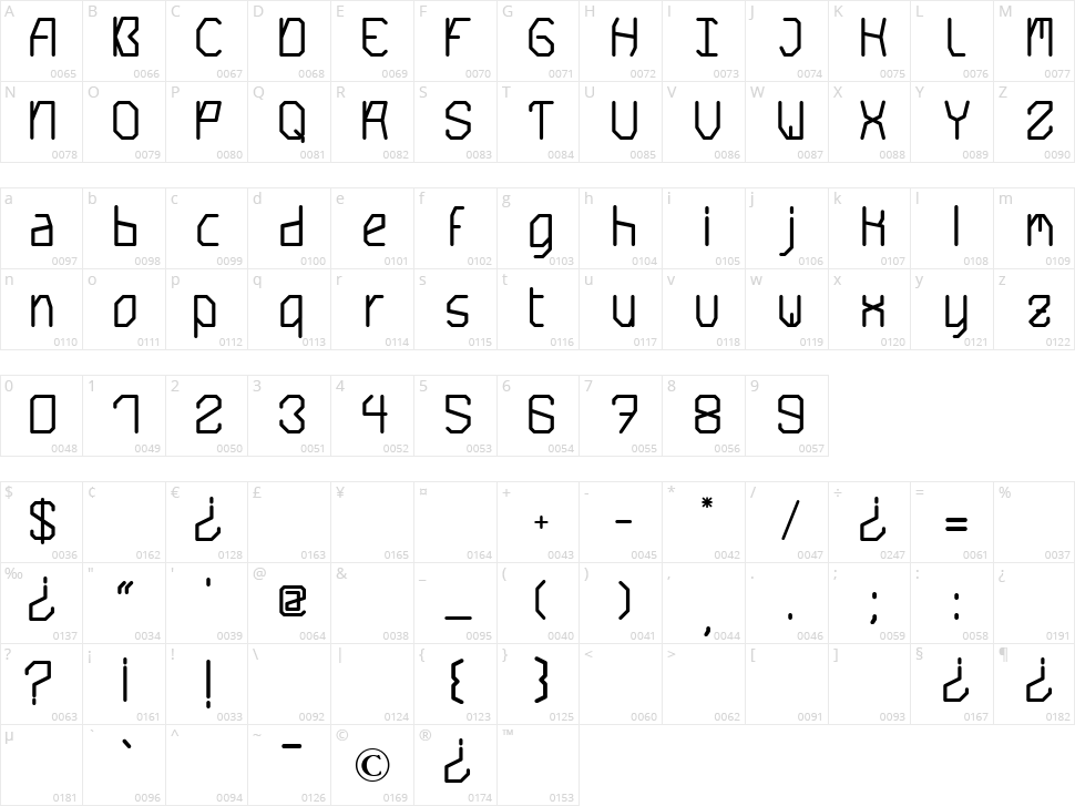 Saturn 5 Character Map