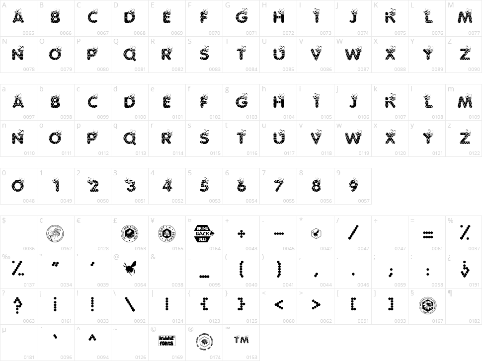 Save The Honeybee Character Map