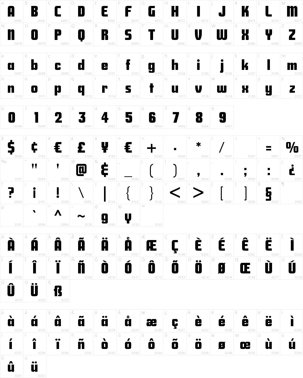Savings Bond Character Map