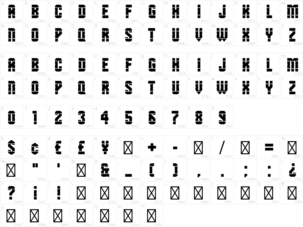 SB Revolver Character Map