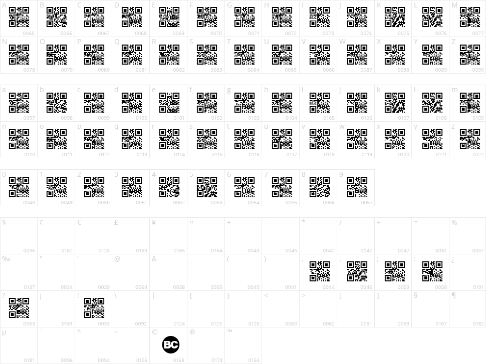 Scan me  Character Map