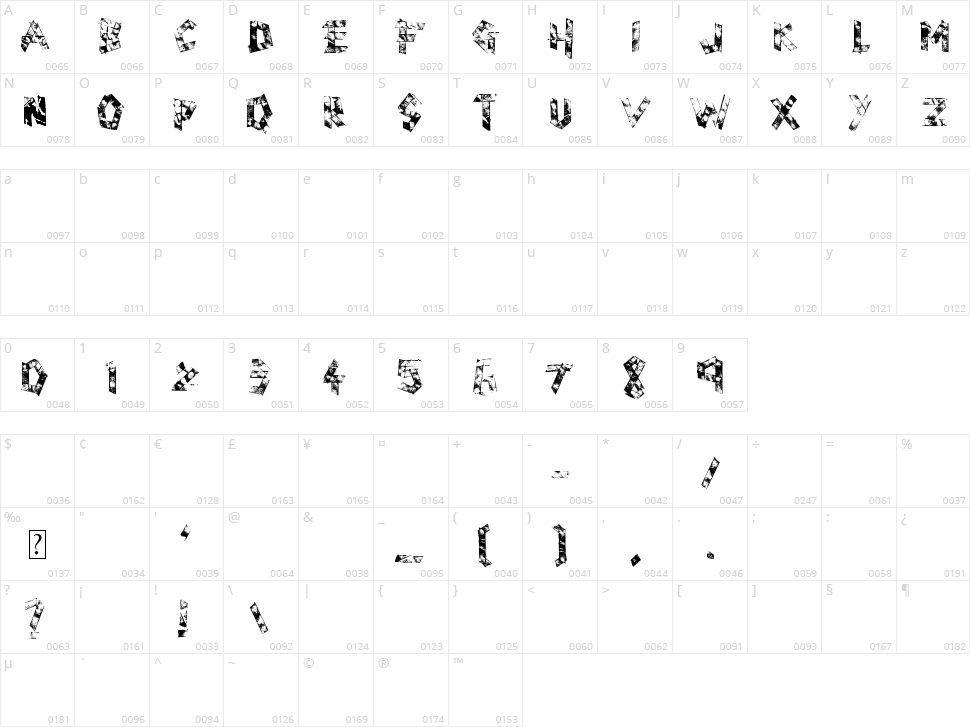 Scotch Taped Character Map
