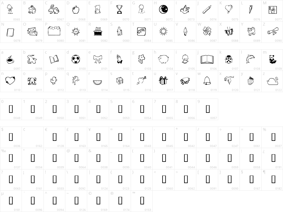 ScrapiCons Character Map