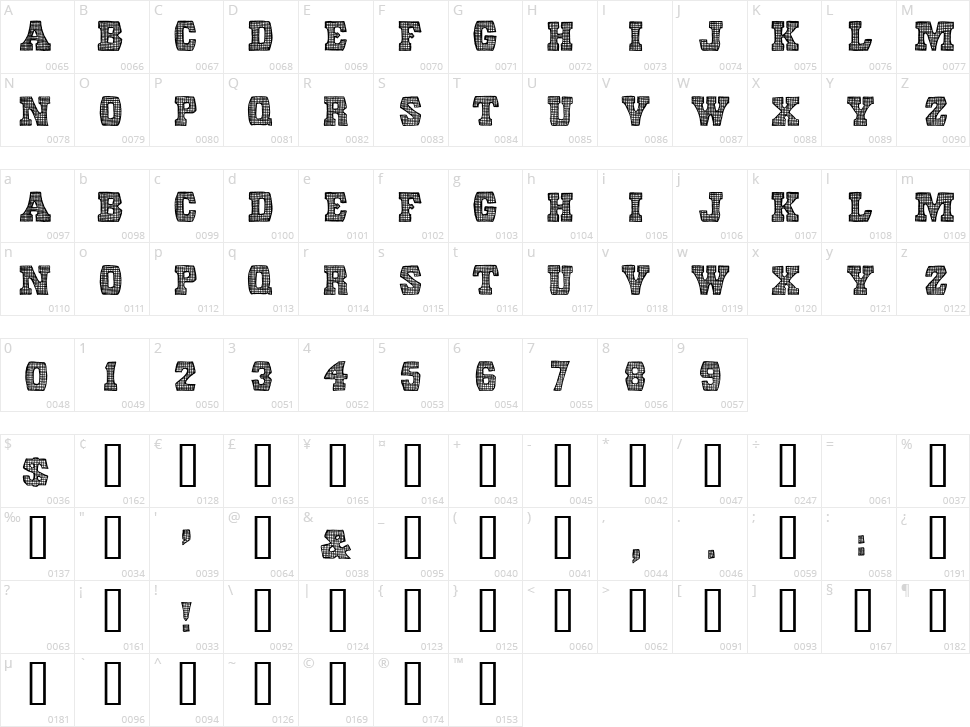Screen Door Character Map