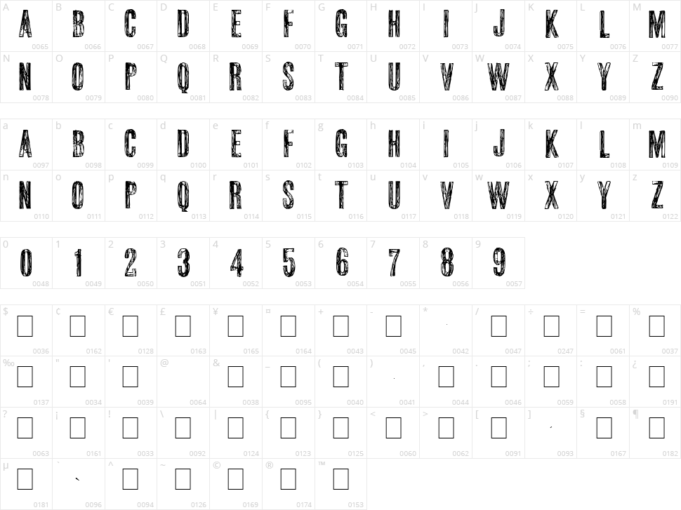 Scribble 2 Character Map