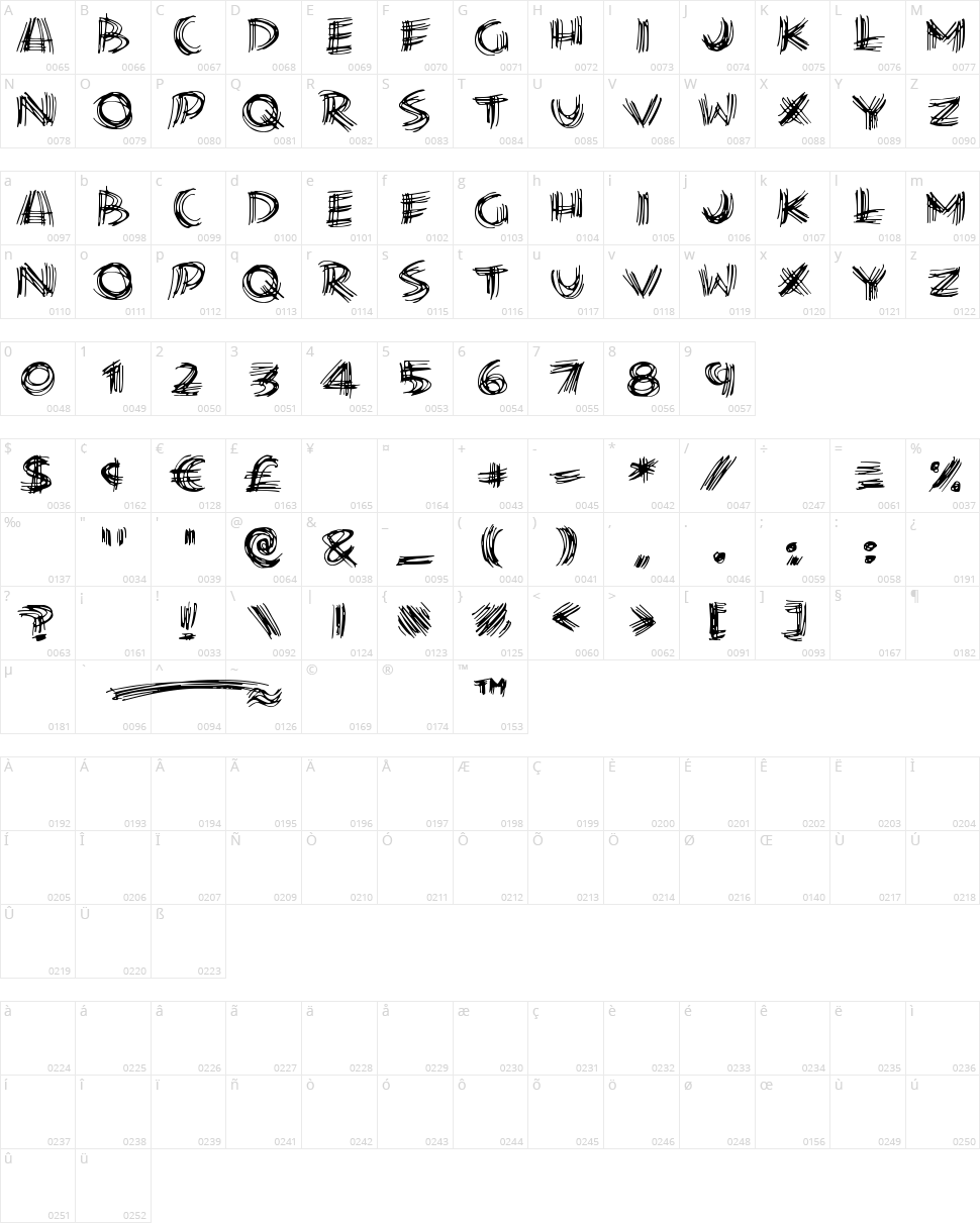 Scribble Lines Character Map