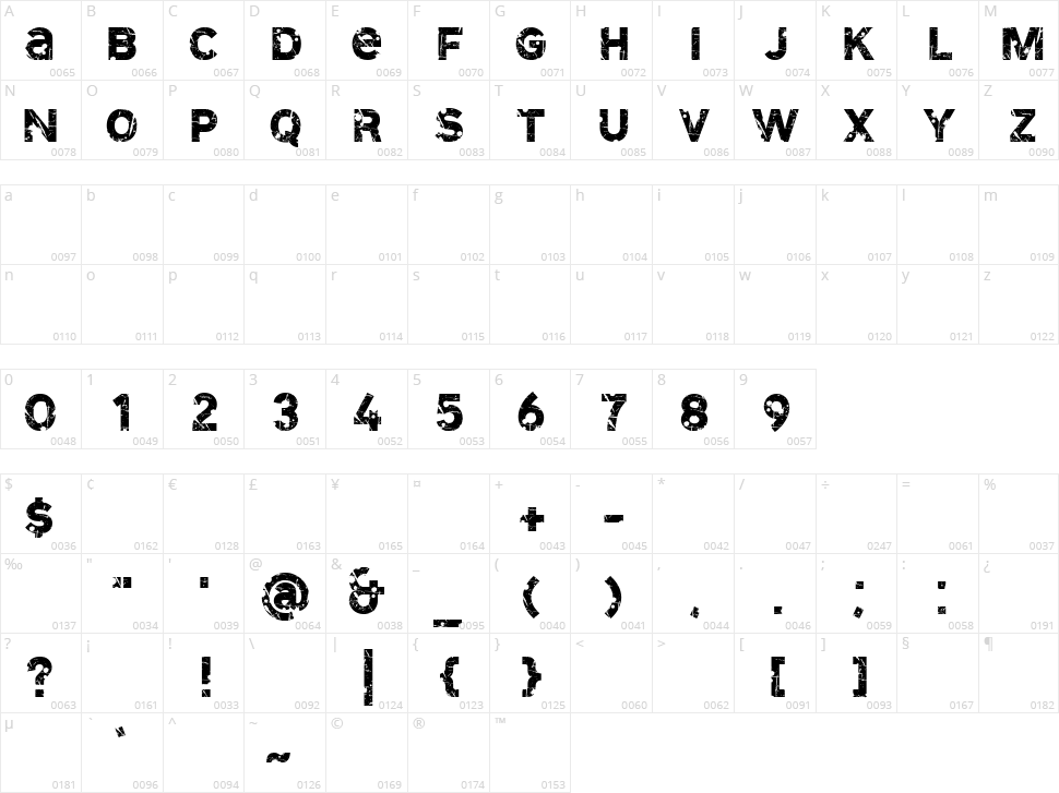 SD Cammello Character Map
