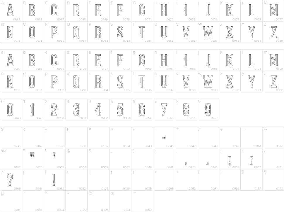 Sea Font Character Map