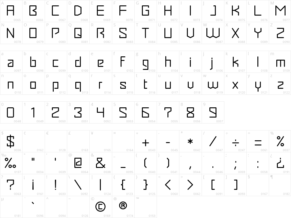 Seagle Character Map
