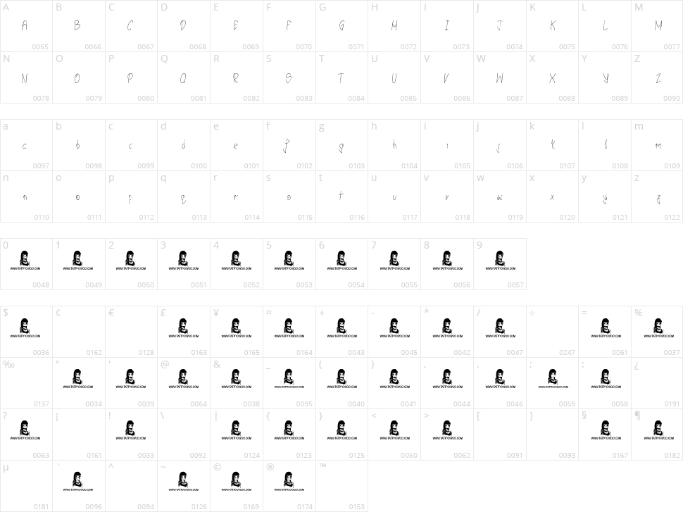 Seasons Greetings Character Map