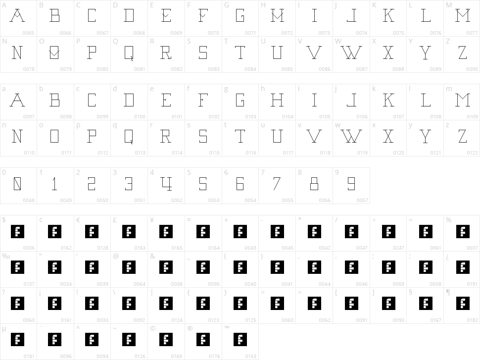Second Base Line Character Map