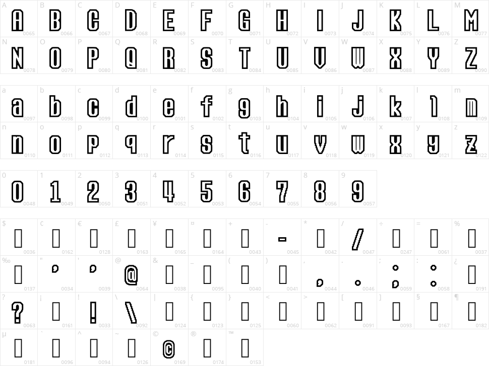 Sega Arcade Character Map