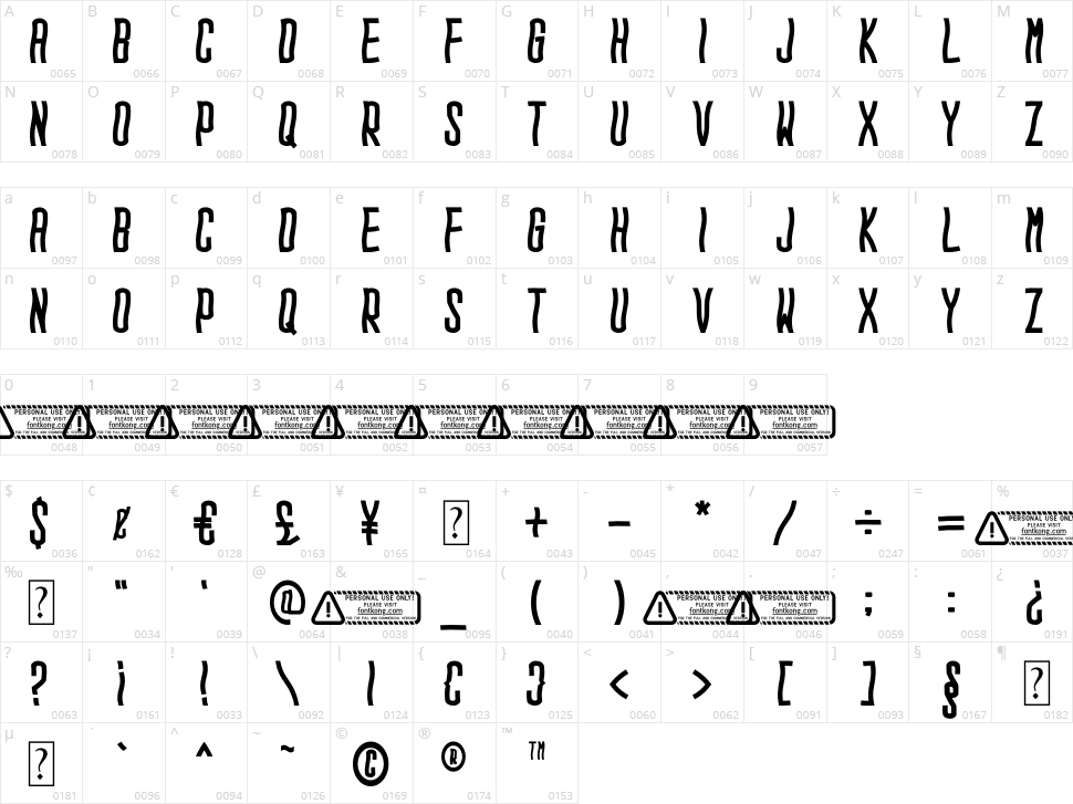 Seghoro Character Map