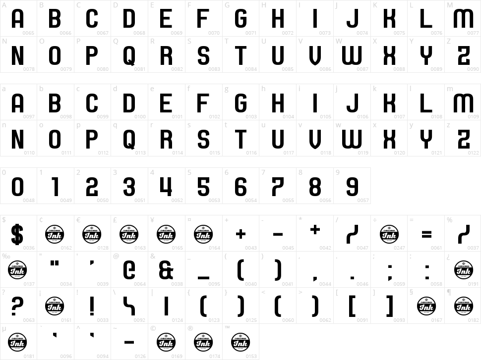 Septacharge Character Map