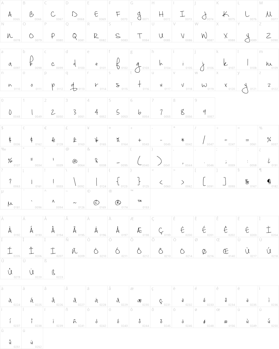September Mornings Character Map