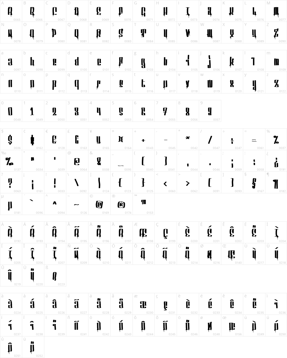 Servin' For Salute Character Map