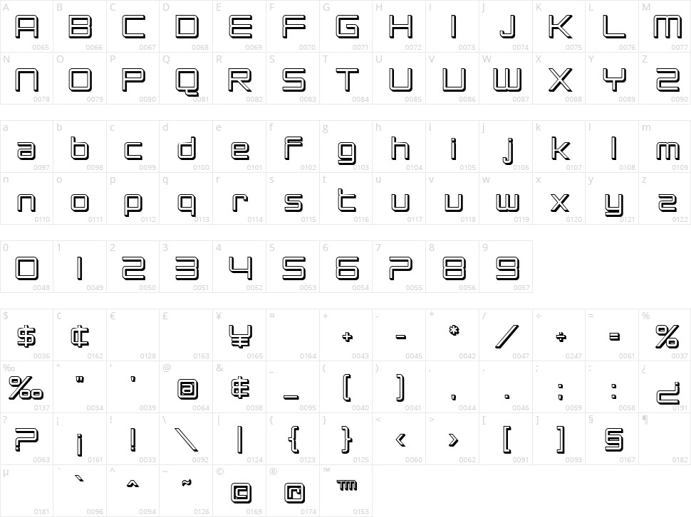 SF Chromium 24 Character Map