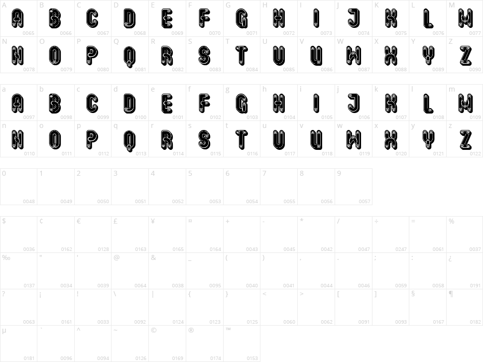 Shakers Character Map