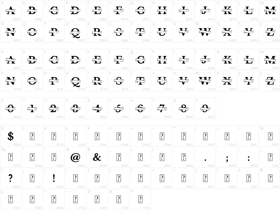 Shelana Monogram Split Character Map