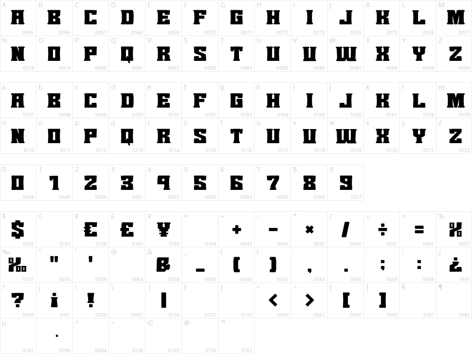 Shikaku Serif Character Map