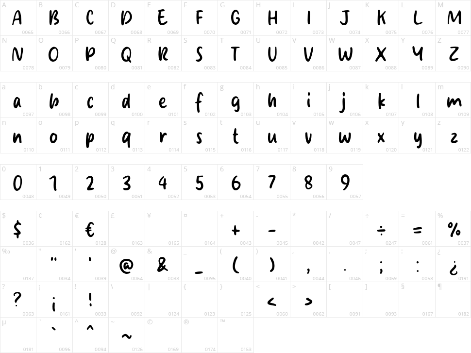 Shine Flower Character Map