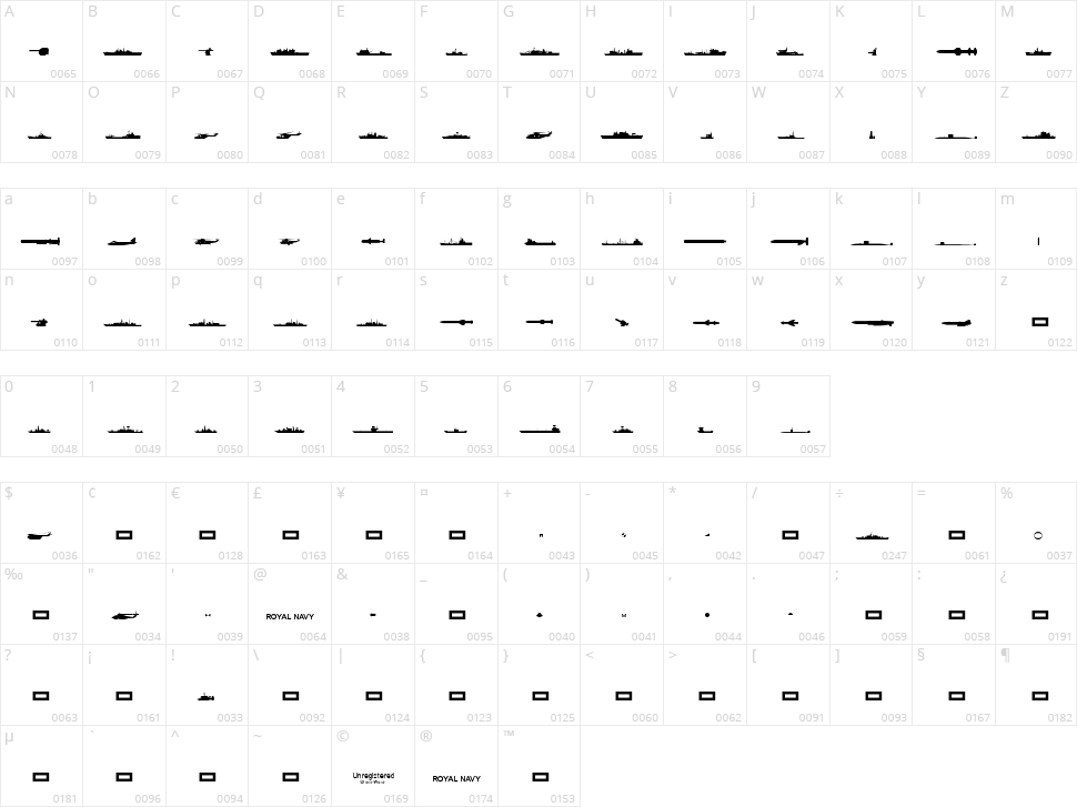 Ships Character Map