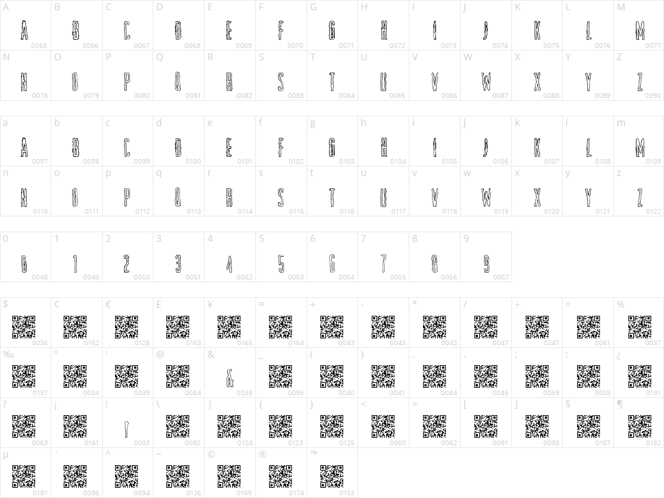 Shock Colours Character Map