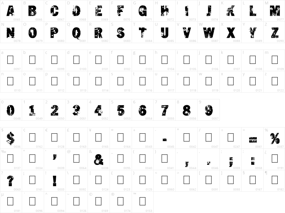 Shut'Em Down Character Map