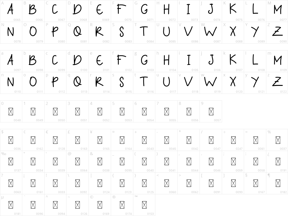 Siblings Love Sans Character Map