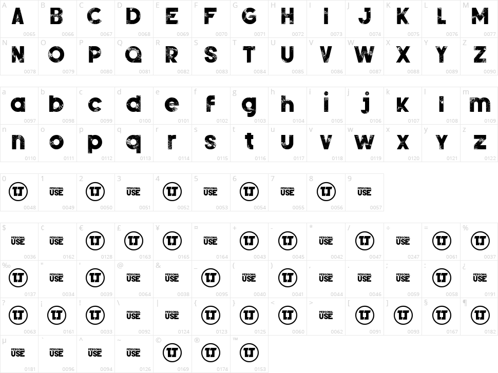 Silver Forte Grunge Character Map