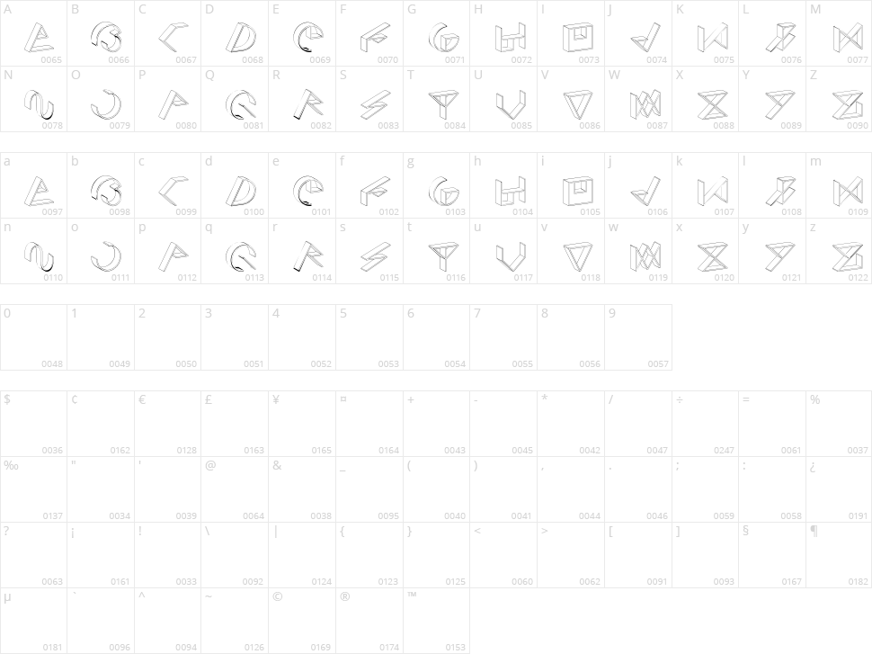 Simo Cosmo Type Character Map