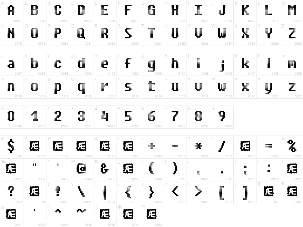 Simpleton BRK Character Map