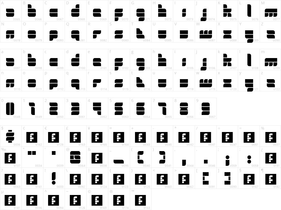 Simplicity Character Map