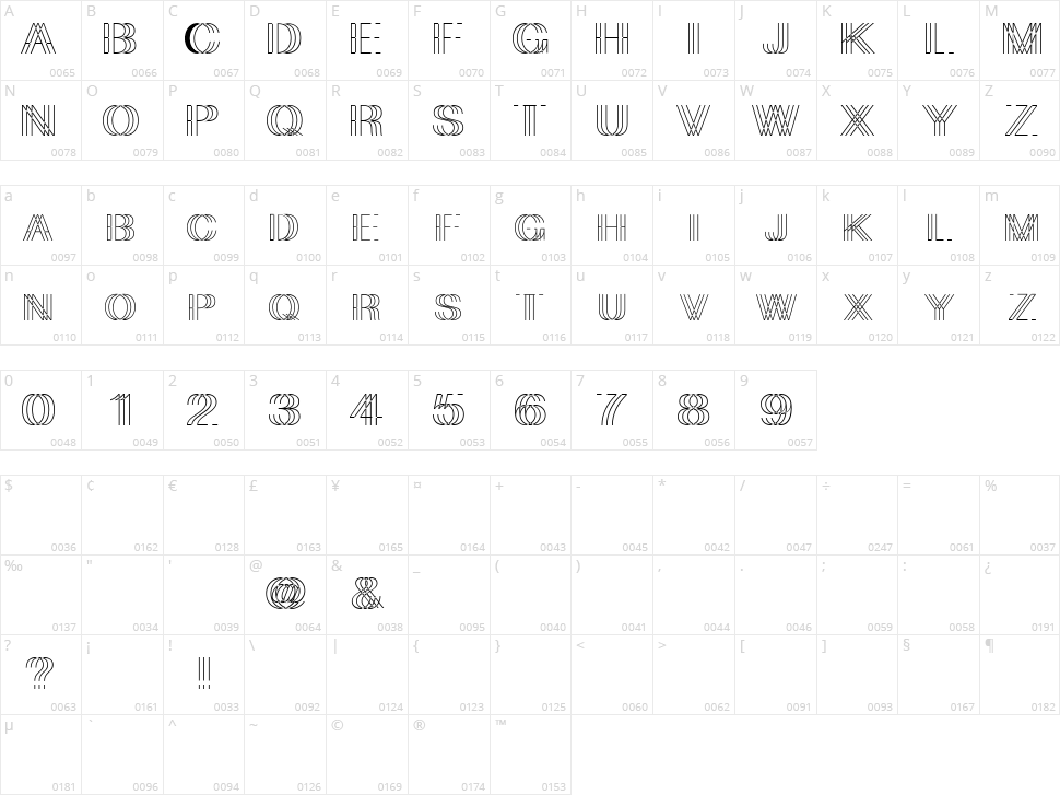 Skygge Character Map